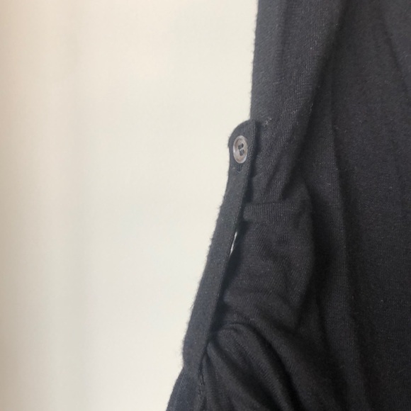 Black loose cotton top - high-low fit, cross front - Picture 3 of 4